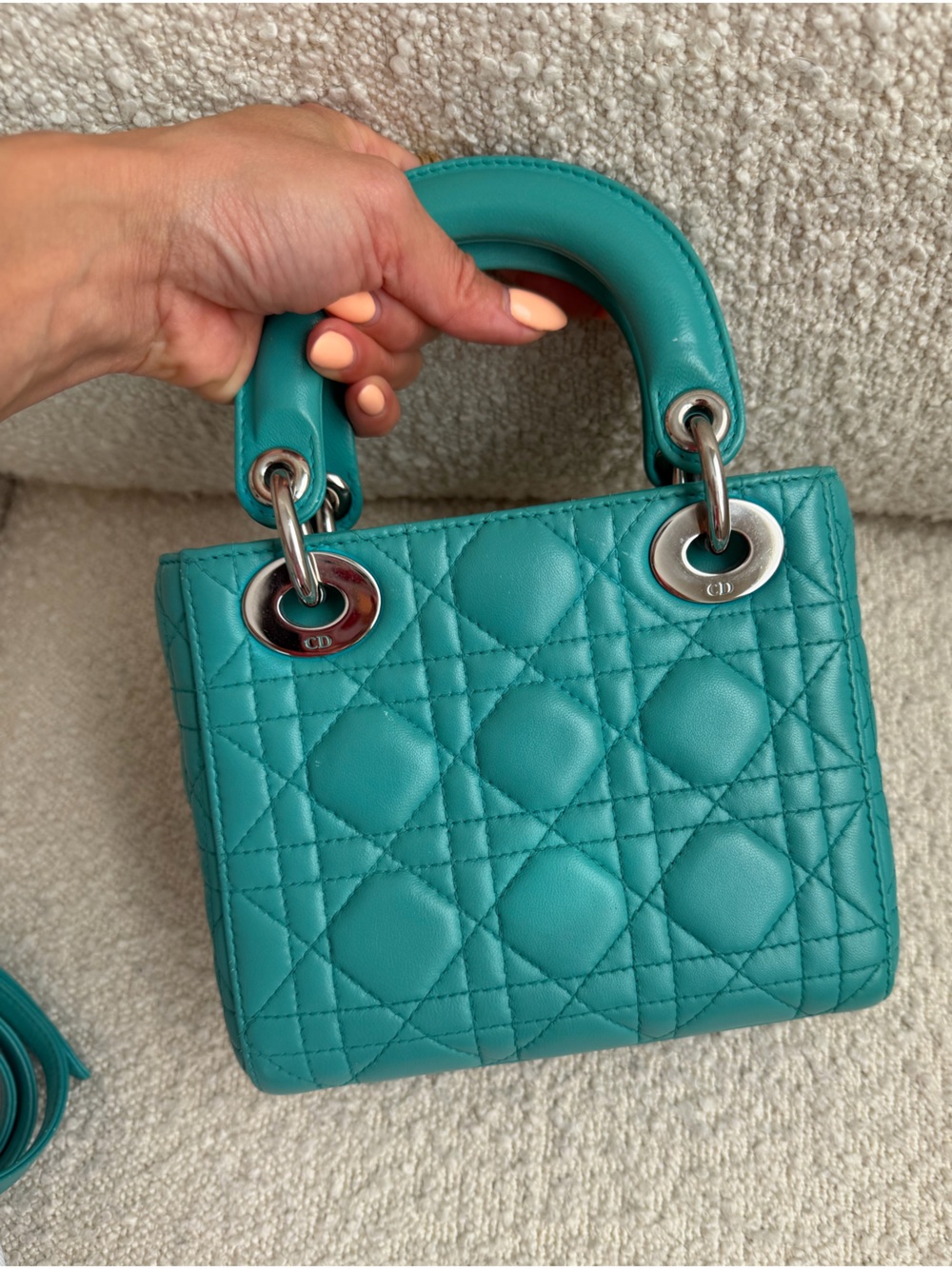Lady Dior Mini Bag in Teal - Picture 11 of 16